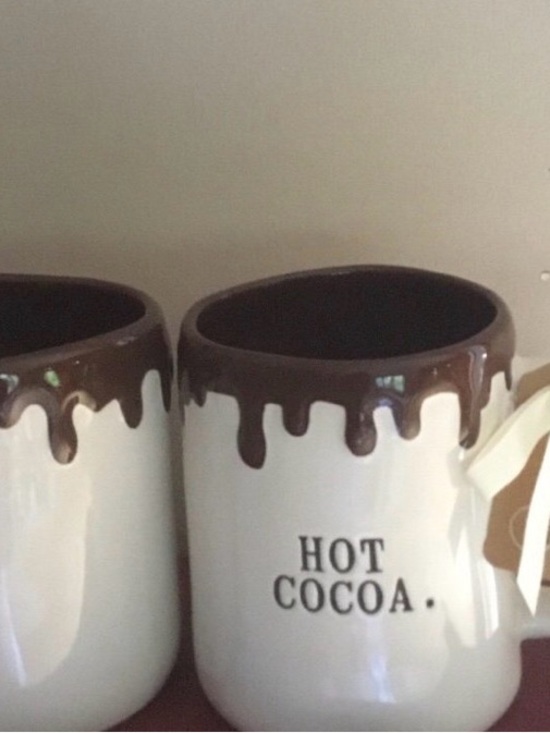 Other - Rae Dunn Hot Cocoa Ceramic Mug with Drip Accent - White and Brown